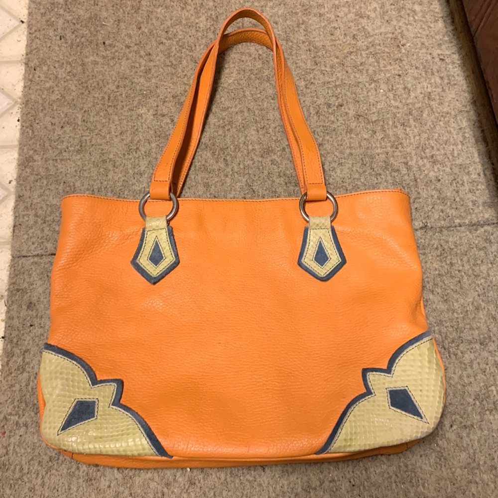 Claudia Firenze Orange and Green Leather Bag